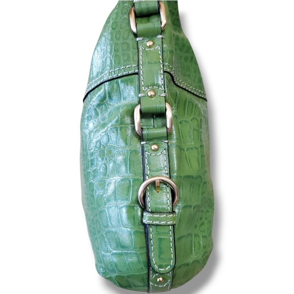 ANTONIO MELANI Green Hobo Y2K Crocodile Embossed Leather Shoulder Bag - Picture 8 of 13